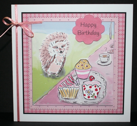 HEDGEHOG AND CAKES-7 by 7 inch Decoupage and insert Mini Kit, Easy to Make, With Commercial Use. by Marion Kimberley-Scott