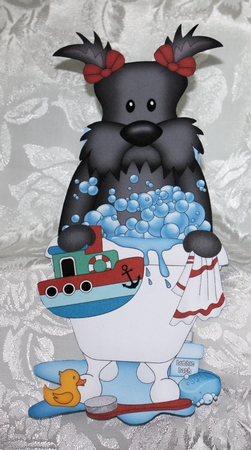 3D On the Shelf Card Kit - Bathtub Buddies - Little Scottie Dog Maisie has a Bubble Bath by Marion Kimberley-Scott