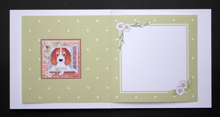 Square landscape insert - Through the Window - Cute Little Springer Spaniel Dog by Marion Kimberley-Scott