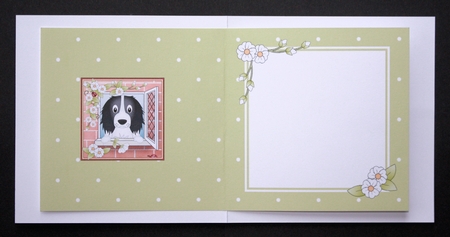 Square landscape insert - Through the Window - Cute Little Springer Spaniel Dog by Marion Kimberley-Scott