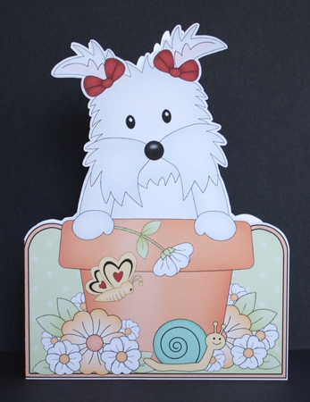 3D Shaped Card  Kit - Flowerpot Friends - Little Westie Dog Jess by Marion Kimberley-Scott