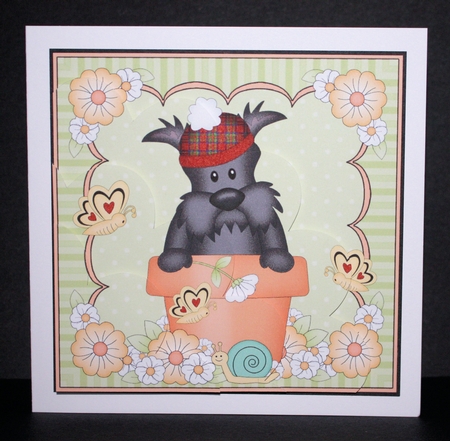 Flower Pot Friends Little Scottie Dog Shell Edged Corner Side Stacker by Marion Kimberley-Scott
