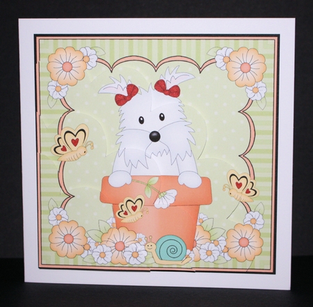 Flower Pot Friends Little Westie Dog Shell Edged Corner Side Stacker by Marion Kimberley-Scott