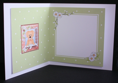 Square landscape insert - Through the Window - Cute Little Golden Labrador Dog by Marion Kimberley-Scott