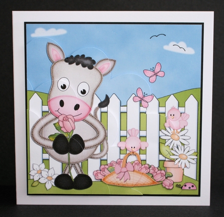 GiGi Horse has a Pretty Rose Shell Edged Corner Side Stacker by Marion Kimberley-Scott