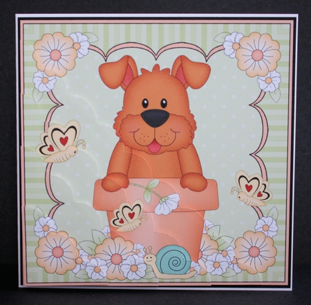 Flower Pot Friends Cute Little Rusty Dog Scalloped Corner Stacker by Marion Kimberley-Scott