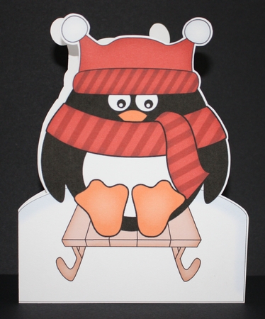 3D Shaped Christmas Card Kit  - Pip Penguin is going Sledging by Marion Kimberley-Scott