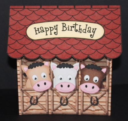 3D Shoppe Pop Up Rubber Band Card Kit  -  The Saddle n Stirrups Horse Stables by Marion Kimberley-Scott