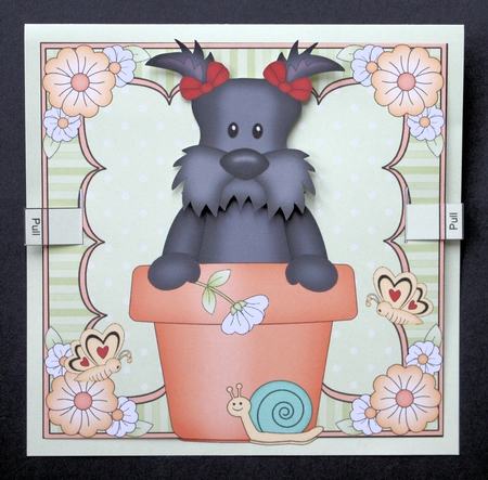 3D Animated Moveable Wobble Head Card Kit - Flower Pot Friends Little Scottie Dog Maisie by Marion Kimberley-Scott
