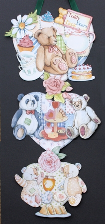 Teddy Bears Picnic Hanging Hearts Trio by Marion Kimberley-Scott