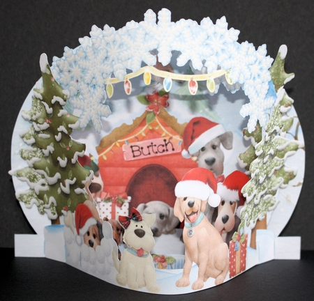 Gone to the Dogs at Christmas! 3D Flectere Card & Envelope by Marion Kimberley-Scott