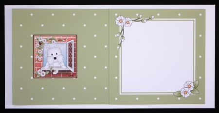 Square landscape insert - Through the Window - Cute Little Westie Dog by Marion Kimberley-Scott