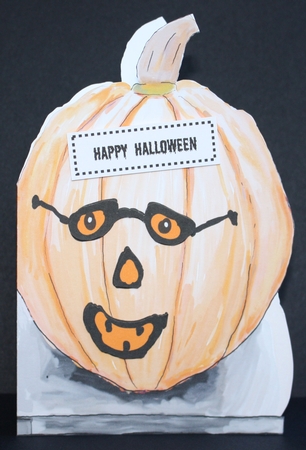 HAPPY HALLOWEEN PUMPKIN-Shaped Card With Decoupage, 5 Sentiment Tags & Commercial Use by Marion Kimberley-Scott