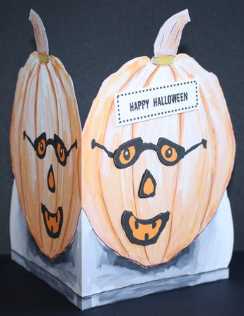 HAPPY HALLOWEEN PUMPKIN-Shaped Card With Decoupage, 5 Sentiment Tags & Commercial Use by Marion Kimberley-Scott
