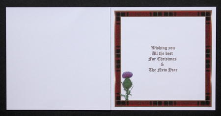 CHRISTMAS INSERT - RED TARTAN & THISTLE by Marion Kimberley-Scott