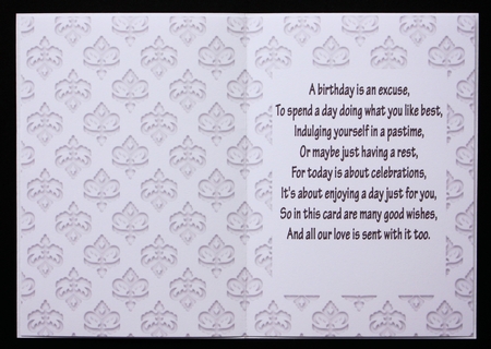 Birthday Verse Male Insert 3  (Ink Saving) by Marion Kimberley-Scott