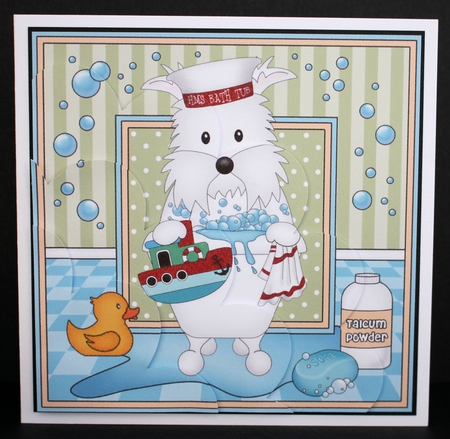 Shell Edged Corner Side Stacker - Bathtub Buddies - Little Westie Dog by Marion Kimberley-Scott