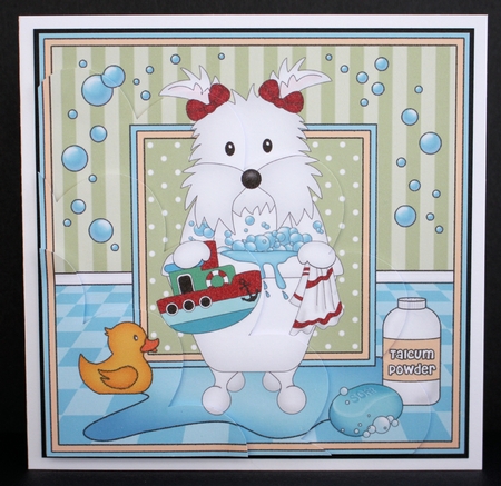 Shell Edged Corner Side Stacker - Bathtub Buddies - Little Westie Dog by Marion Kimberley-Scott