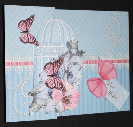 3D Shaped No-Hole Fold Back Mini Kit - Birdcage, Pretty Floral Butterflies & Lace  by Marion Kimberley-Scott