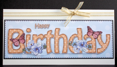 Large DL HAPPY BIRTHDAY 3D decoupage by Marion Kimberley-Scott