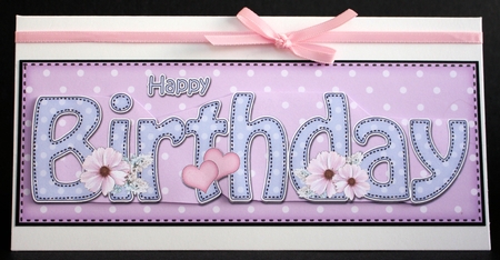 Large DL HAPPY BIRTHDAY 3D decoupage by Marion Kimberley-Scott