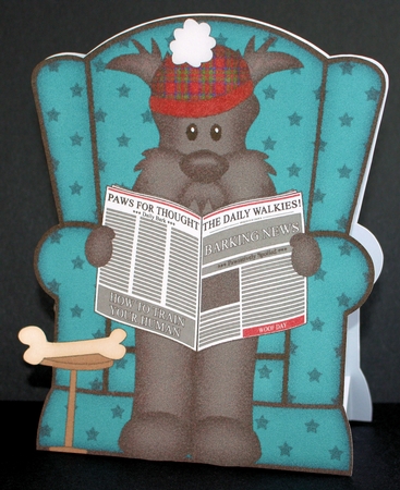 3D Shaped Card  Kit - Little Scottie Dog Hamish reads the Barking Newspaper by Marion Kimberley-Scott