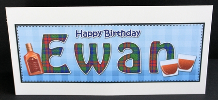 Large DL Happy Birthday EWAN 3D decoupage by Marion Kimberley-Scott