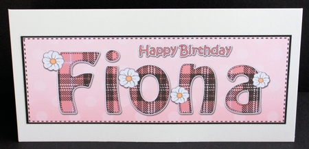 Large DL Happy Birthday FIONA 3D decoupage by Marion Kimberley-Scott