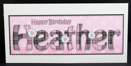 Large DL Happy Birthday HEATHER 3D decoupage by Marion Kimberley-Scott