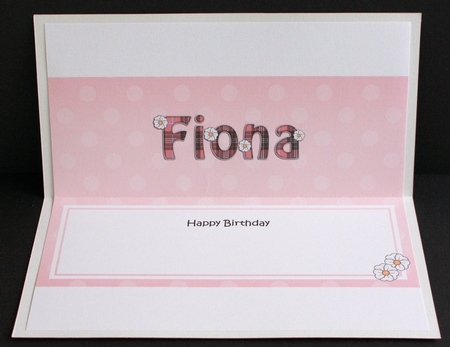 Large DL Happy Birthday FIONA insert by Marion Kimberley-Scott