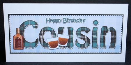 Large DL Happy Birthday COUSIN 3D decoupage by Marion Kimberley-Scott