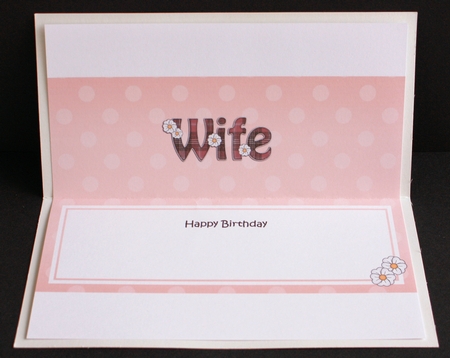 Large DL Happy Birthday WIFE insert by Marion Kimberley-Scott