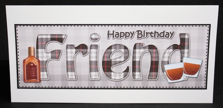Large DL Happy Birthday FRIEND 3D decoupage by Marion Kimberley-Scott