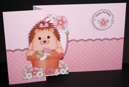 3D Shaped No-Hole Fold Back Card Kit - Flowerpot Friends - Cute Little Hedgehog Spike by Marion Kimberley-Scott