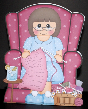 3D Shaped Card  Kit - Older Lady reads the Newspaper by Marion Kimberley-Scott