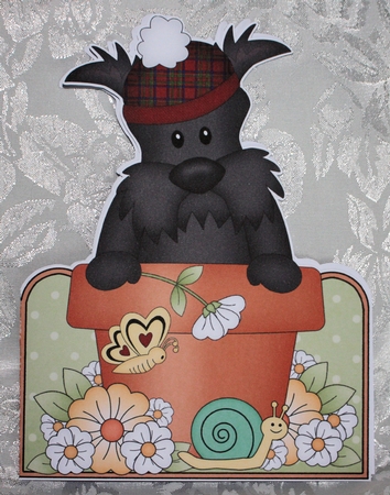 3D Shaped Card  Kit - Flowerpot Friends - Little Scottie Dog Hamish by Marion Kimberley-Scott