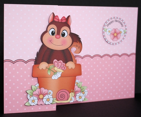 3D Shaped No-Hole Fold Back Card Kit - Flowerpot Friends - Cute Little Squirrel Peanut by Marion Kimberley-Scott