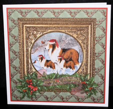 7 X 7 Christmas Collies Topper Plus Gift Tag by Marion Kimberley-Scott