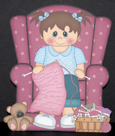 3D Shaped Card  Kit - Toddler Girl is Knitting by Marion Kimberley-Scott