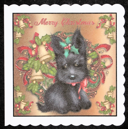 8x8 Merry Christmas Scottie by Marion Kimberley-Scott