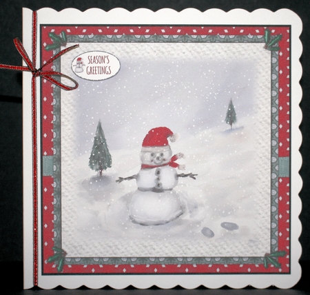 CHRISTMAS SNOWMAN SANTA: 7x7 Quick Card Front With 12 Snowman Sentiment Tags & Commercial Use by Marion Kimberley-Scott