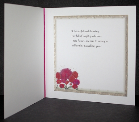 DAHLIAS: 7x7 Floral Insert With Optional Birthday Verse, and Commercial Use by Marion Kimberley-Scott