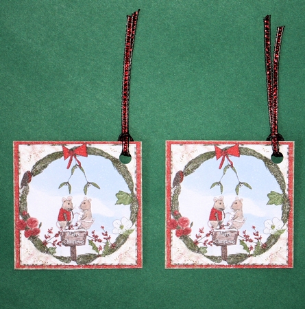 CHRISTMAS WREATH INSERT WITH MICE: 7x7 Christmas Insert with Optional Christmas Verse, Bonus Gift Tag/Mini Topper & Commercial Use by Marion Kimberley-Scott