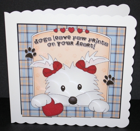 Scalloped Corner Stacker - Dogs Leave Paw Prints - Westie Dog Jess by Marion Kimberley-Scott