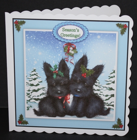Christmas Scotty Dogs 6 x 6 Card Kit With Insert Envelope Gift Tag & Bookmark by Marion Kimberley-Scott