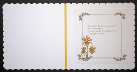 2 YELLOW DAISY INSERTS: One Blank, One With Verse by Marion Kimberley-Scott