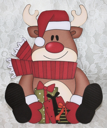 3D Shaped Christmas Card Kit - Rudolph has Xmas Presents by Marion Kimberley-Scott