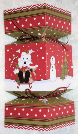 3D Large Christmas Cracker Box - Little Westie Dog by Marion Kimberley-Scott