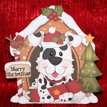 3D Shaped Christmas Kennel Card Kit - Little Spotty Dog by Marion Kimberley-Scott