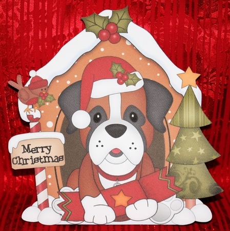 3D Shaped Christmas Kennel Card Kit - Little Boxer Dog by Marion Kimberley-Scott